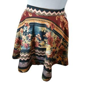 NEW- Romeo & Juliet Couture Scuba A-Line Floral Printed Mini Skirt Size Medium